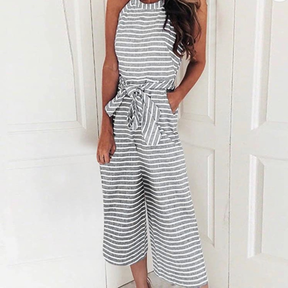 White and grey romper